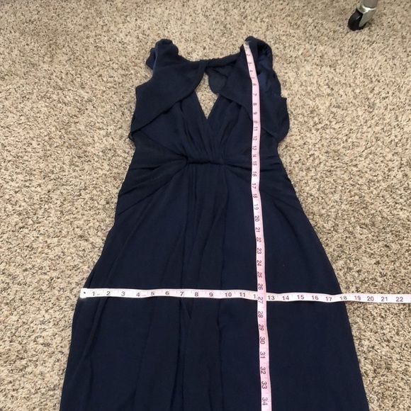 Badgley Mischka Petunia Dress Size 2 Navy Blue Twist Cut Out Open Back Gown - Picture 10 of 10